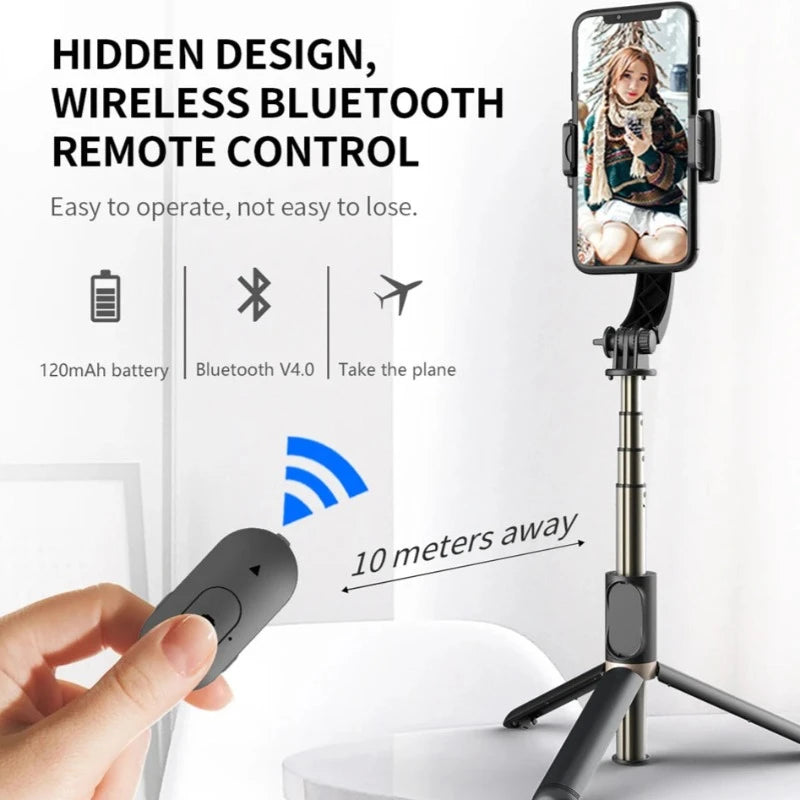 Foldable Wireless Stabilizing Selfie Stick Gimbal with Bluetooth for Smartphone