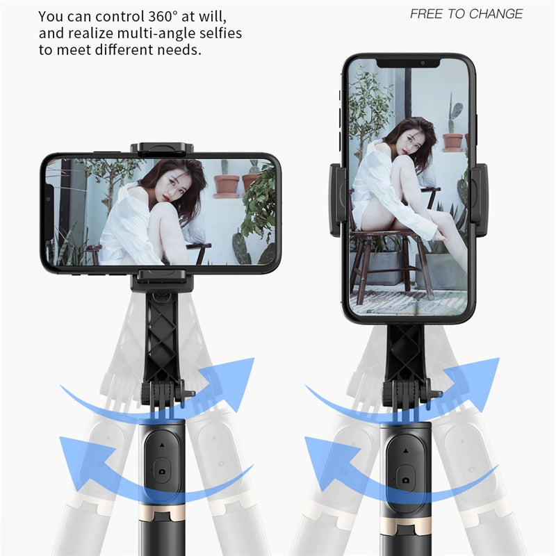 Foldable Wireless Stabilizing Selfie Stick Gimbal with Bluetooth for Smartphone