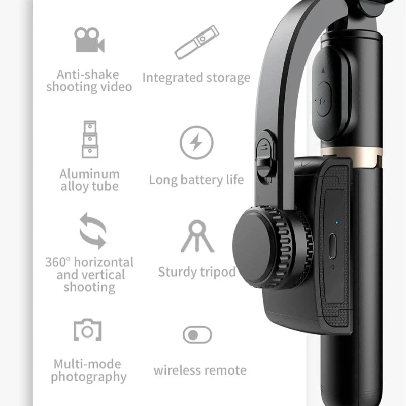 Foldable Wireless Stabilizing Selfie Stick Gimbal with Bluetooth for Smartphone