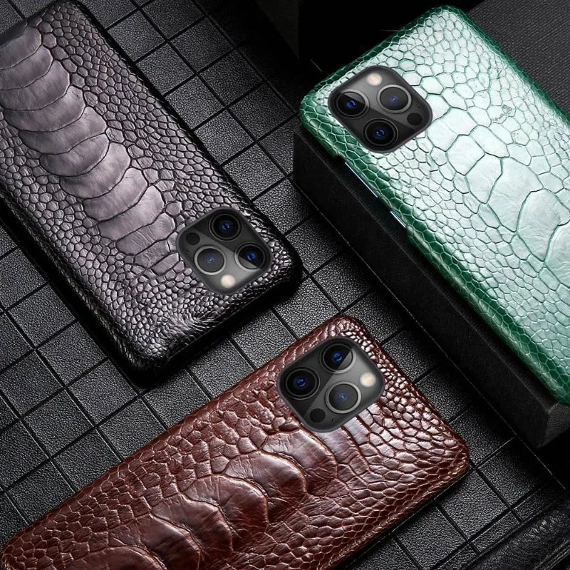 Genuine Ostrich Leg Leather Phone Case For iPhone