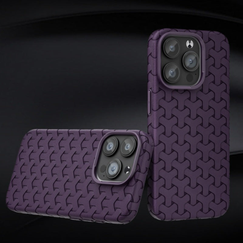 Interlocking Chevron Leather Woven Pattern Case for iPhone