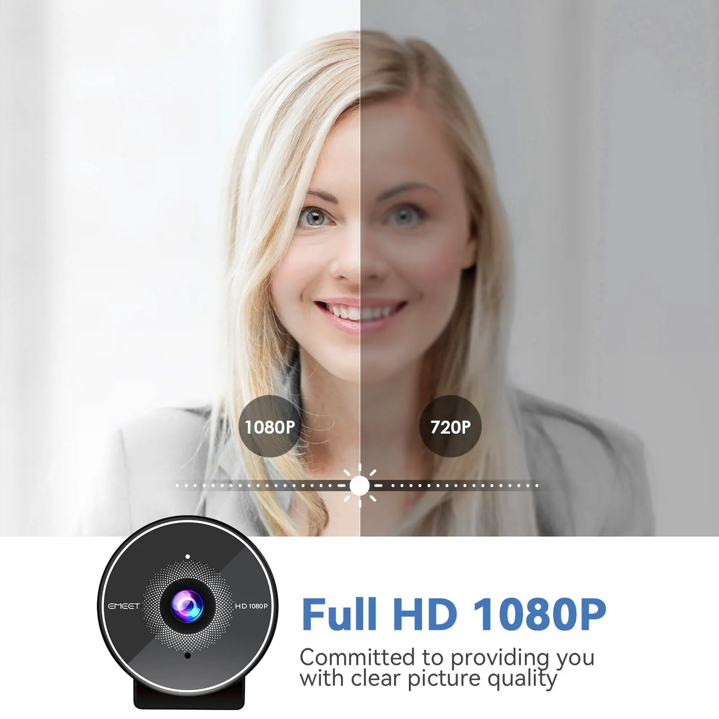 1080P Webcam with Noise-Canceling Microphone