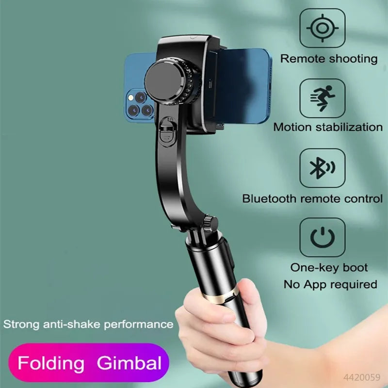 Foldable Wireless Stabilizing Selfie Stick Gimbal with Bluetooth for Smartphone