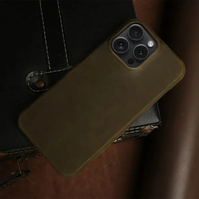 Genuine Leather Cover for iPhone with Magnetic Charging Option