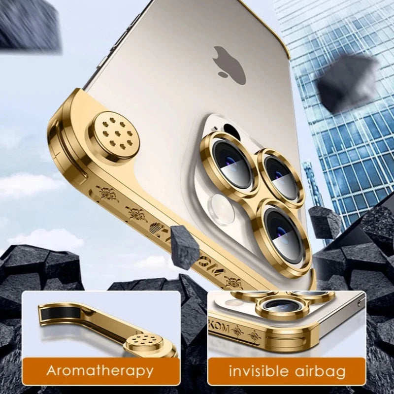 Shockproof Aluminum Aromatherapy Case with Metal Lens Protection for iPhone