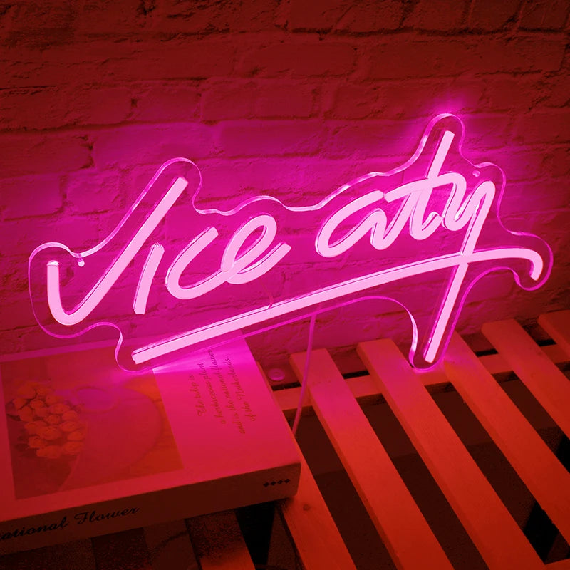 "Vice City" Pink Neon LED Sign