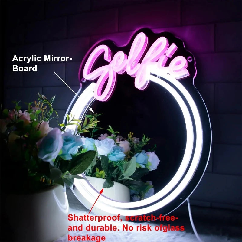 Selfie Circle LED Neon Mirror Light