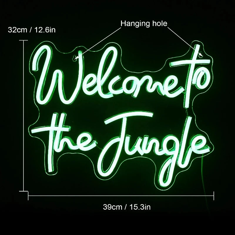 "Welcome to the Jungle" LED Neon Light Sign