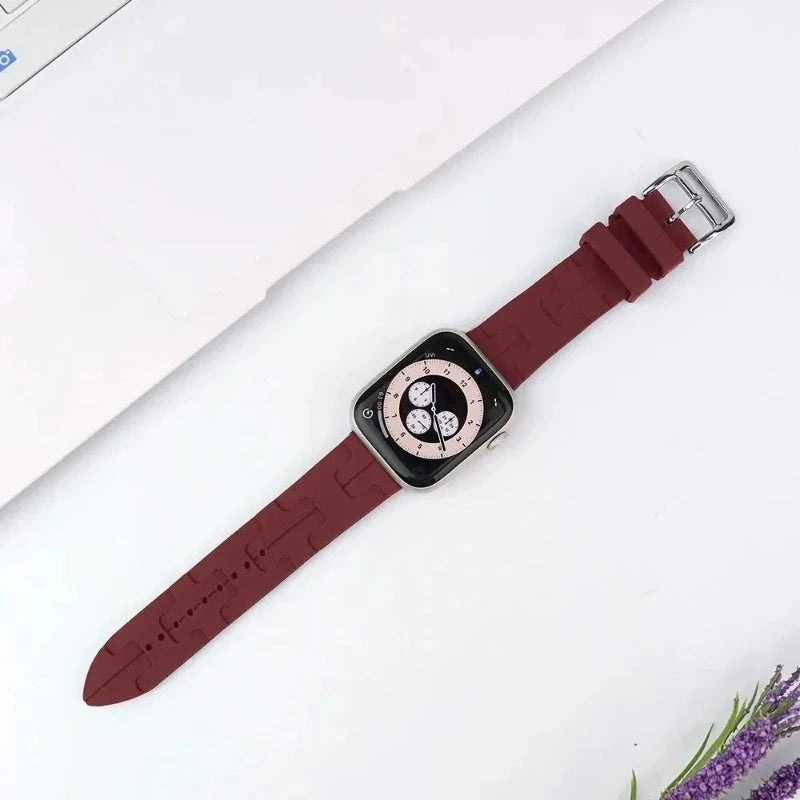 Silicone Strap for All Apple Watch Sizes in Hermes Edition Classic Style