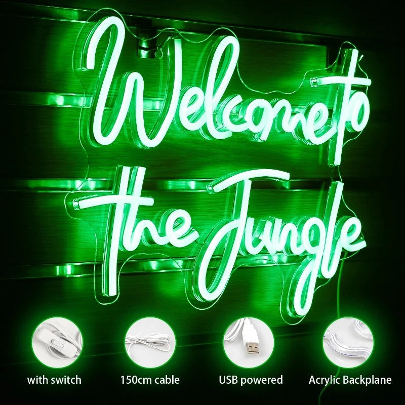 "Welcome to the Jungle" LED Neon Light Sign