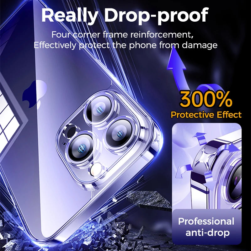 Diamond Anti-Drop Shockproof Clear Case For iPhone with Full Lens Protection