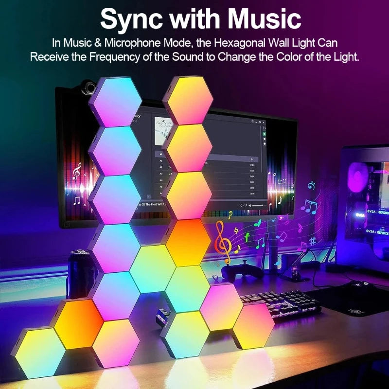 Modular RGB Honeycomb Hexagonal Wall Panel Smart Lights