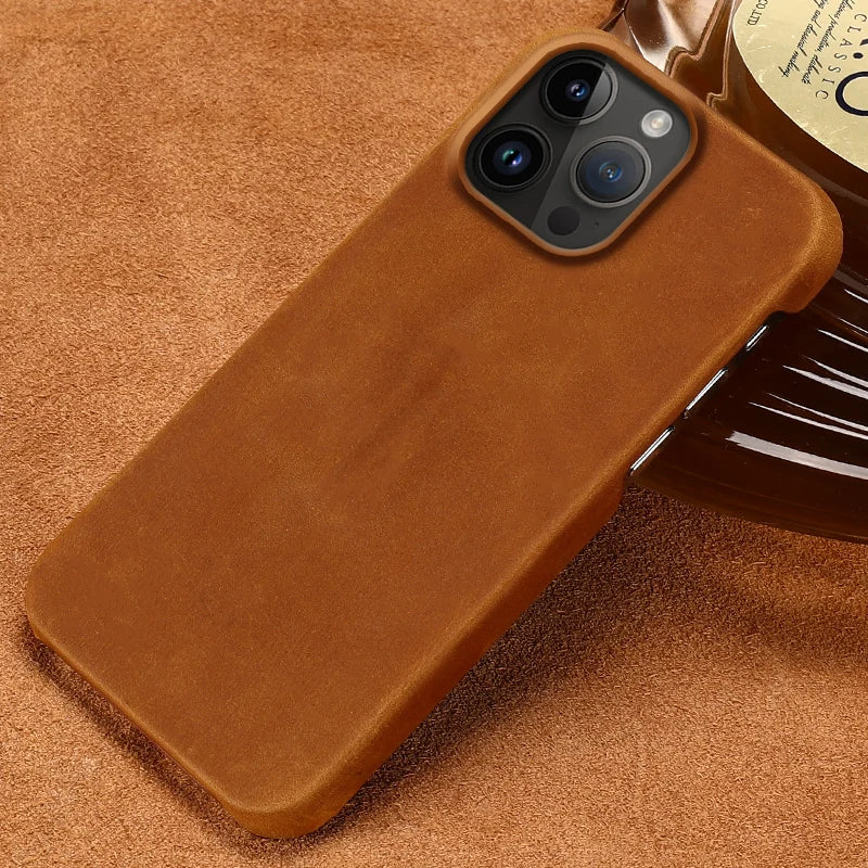 Retro Cowhide Genuine Leather Case for iPhone