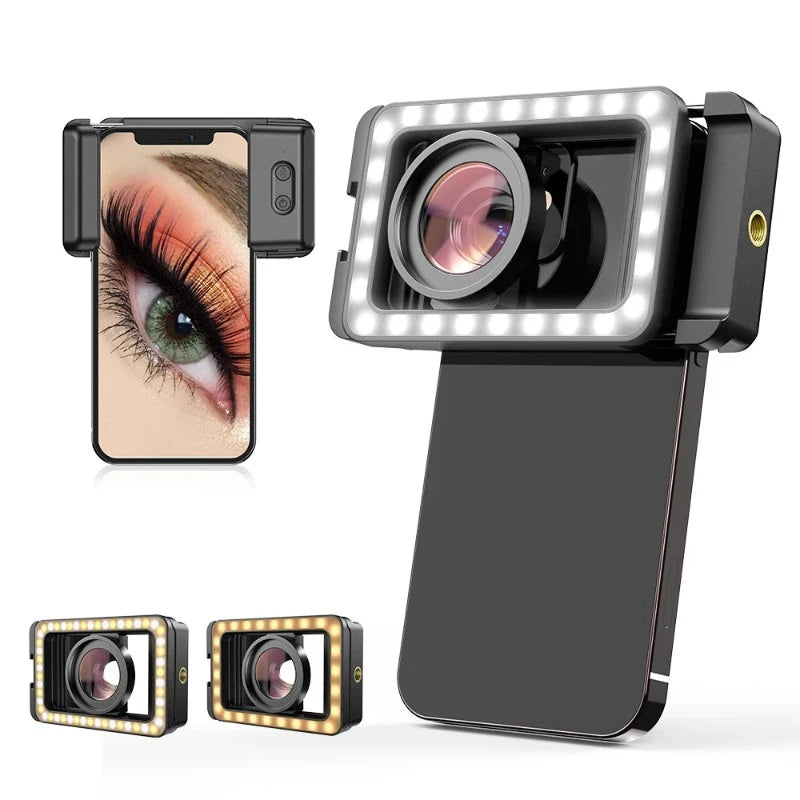 4K HD 15X Macro Lens with LED Fill Light for Smartphones