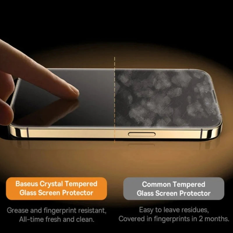 Crystal HD Tempered Glass Dust-Proof Screen Protector for iPhone With Cleaning Kit