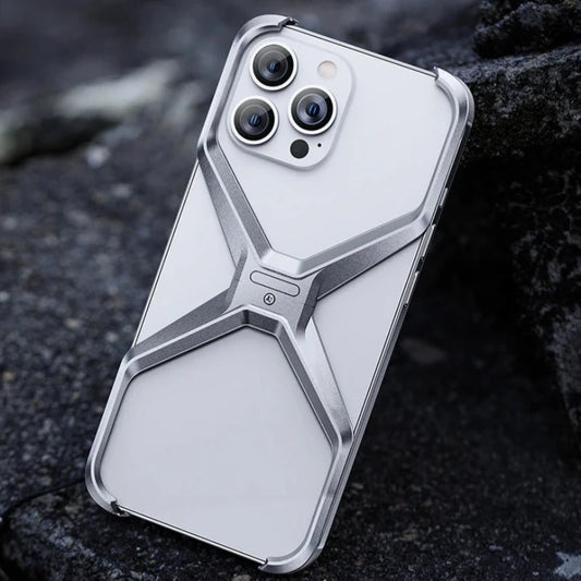 X Type Aluminum Alloy Removable Rimless Shockproof Case For iPhone