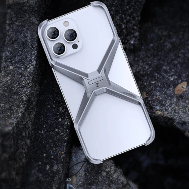 X Type Aluminum Alloy Removable Rimless Shockproof Case For iPhone