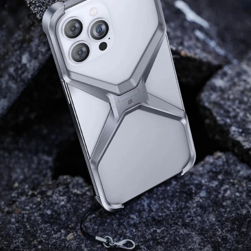 X Type Aluminum Alloy Removable Rimless Shockproof Case For iPhone