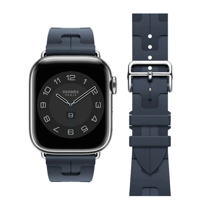 Silicone Strap for All Apple Watch Sizes in Hermes Edition Classic Style