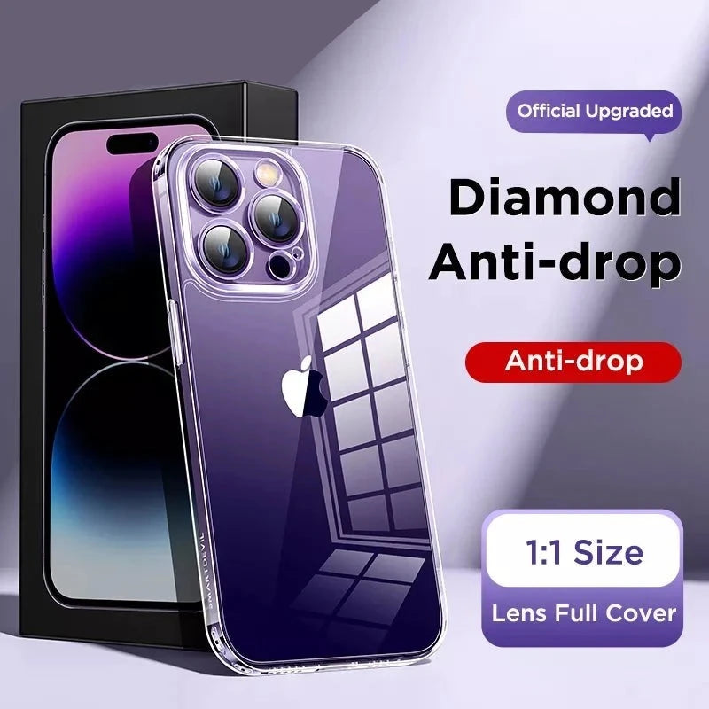 Diamond Anti-Drop Shockproof Clear Case For iPhone with Full Lens Protection