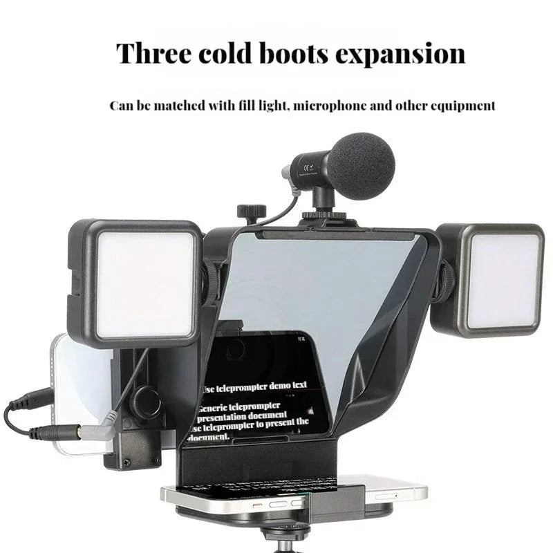 Multifunctional Mini Teleprompter with Remote for Smartphone and Camera