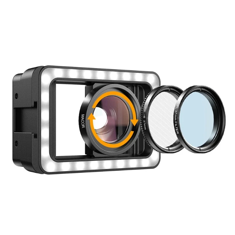 4K HD 15X Macro Lens with LED Fill Light for Smartphones