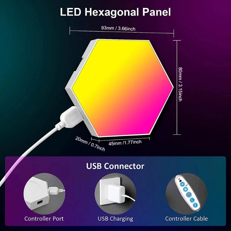 Modular RGB Honeycomb Hexagonal Wall Panel Smart Lights