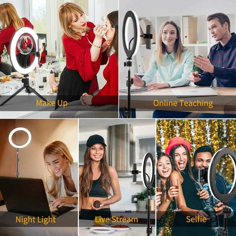 LED Dimmable Selfie Ring Light with 50cm Tripod & Remote Control