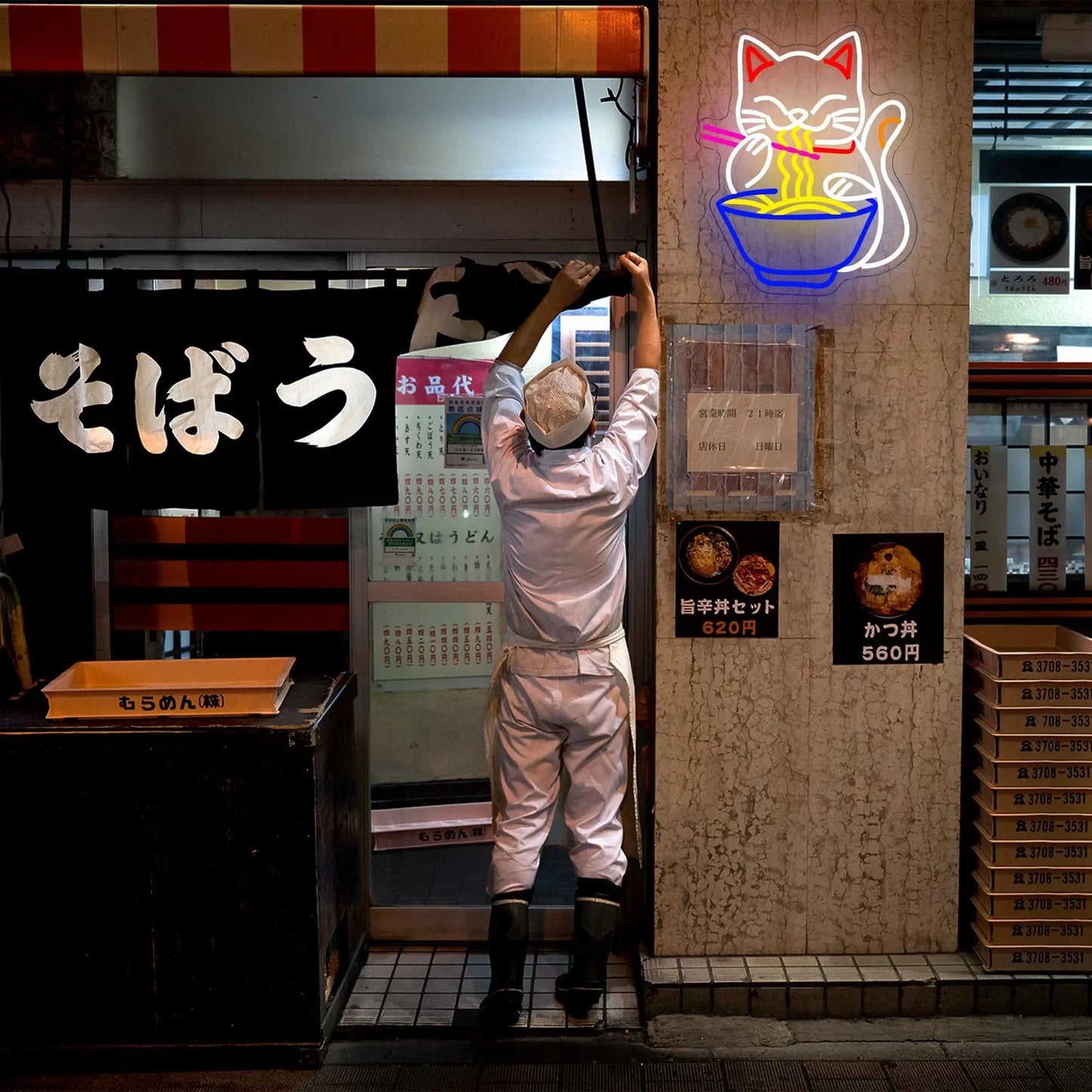 Cute Ramen Cat Neon USB LED Light Sign