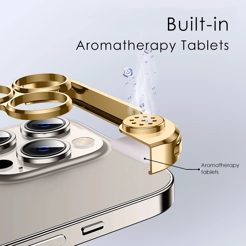 Shockproof Aluminum Aromatherapy Case with Metal Lens Protection for iPhone