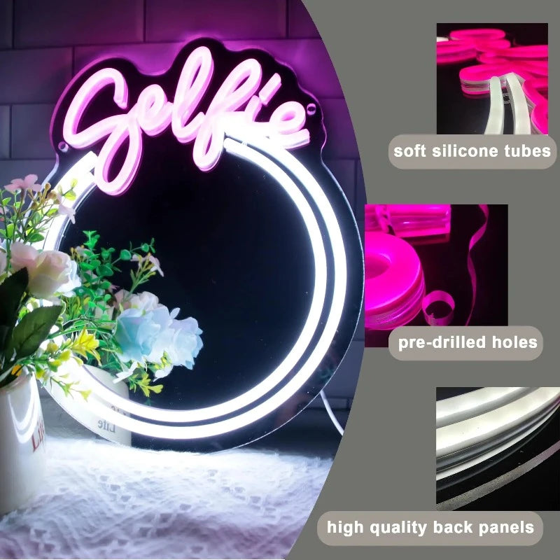 Selfie Circle LED Neon Mirror Light