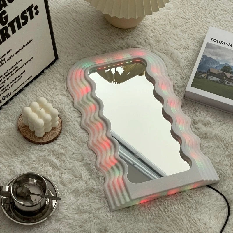 Wavy Light Stylish Irregular Makeup Mirror