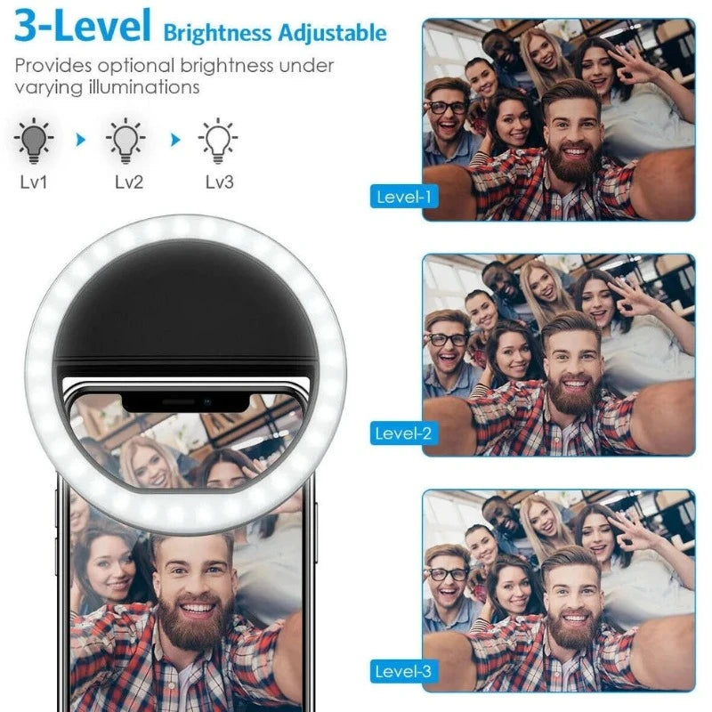 LED Selfie Ring Universal USB Chargeable Mobile Phone Light