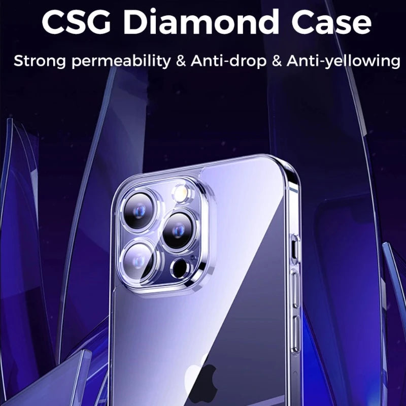 Diamond Anti-Drop Shockproof Clear Case For iPhone with Full Lens Protection