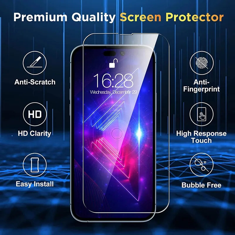 Full Cover Tempered Glass Screen Protector for IPhone with Camera Lens Protection - 3 Pack