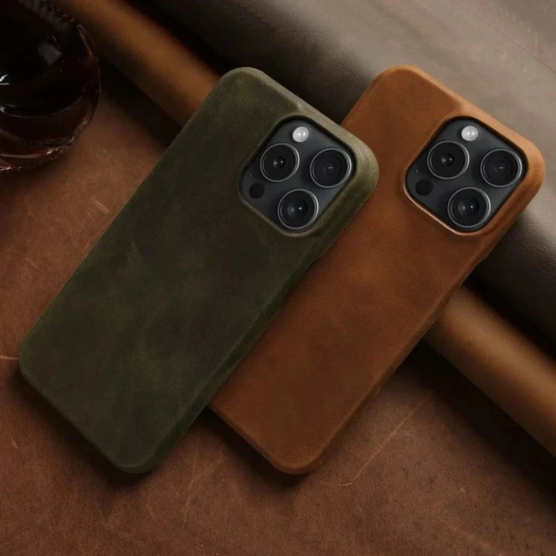 Genuine Leather Cover for iPhone with Magnetic Charging Option