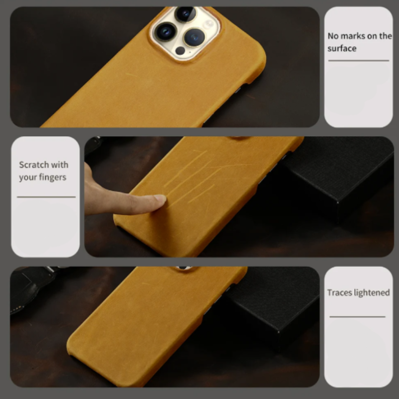 Retro Cowhide Genuine Leather Case for iPhone