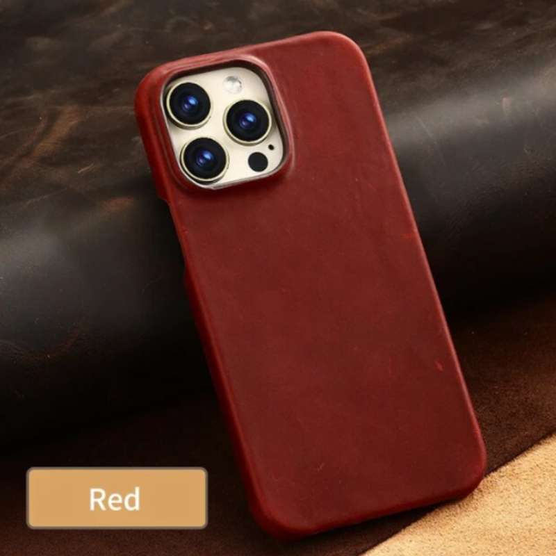 Retro Cowhide Genuine Leather Case for iPhone