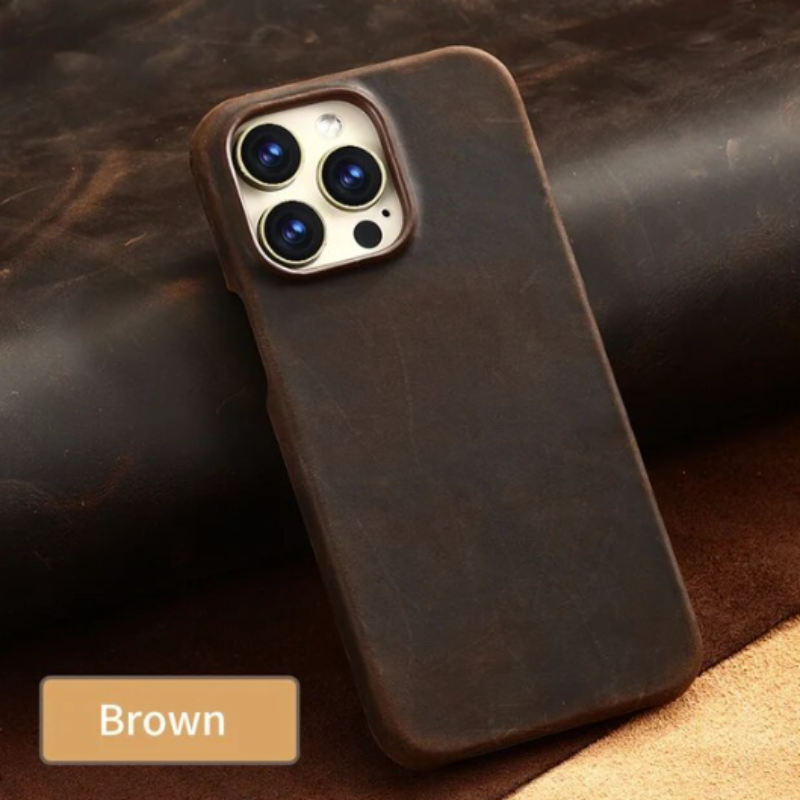 Retro Cowhide Genuine Leather Case for iPhone