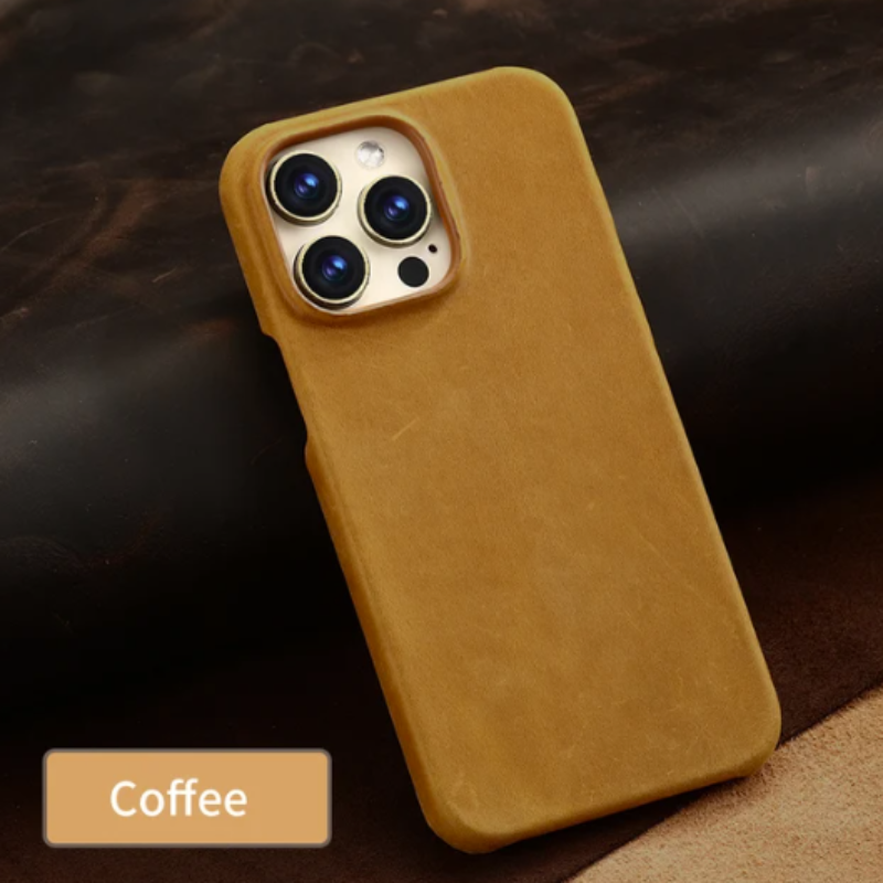 Retro Cowhide Genuine Leather Case for iPhone