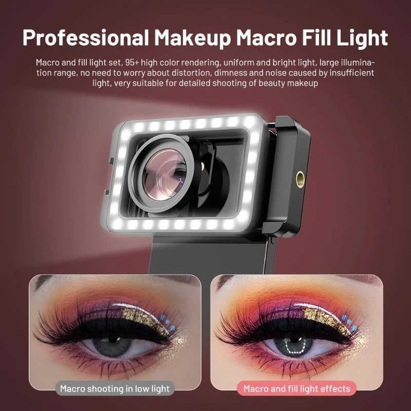 4K HD 15X Macro Lens with LED Fill Light for Smartphones