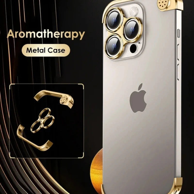 Shockproof Aluminum Aromatherapy Case with Metal Lens Protection for iPhone