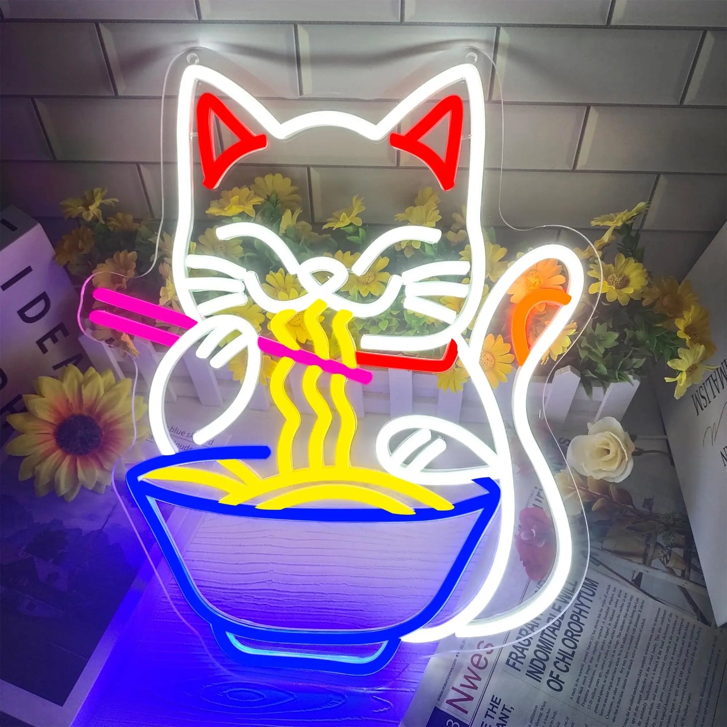 Cute Ramen Cat Neon USB LED Light Sign