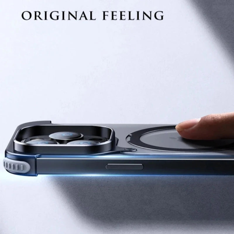 Rimless Aluminum Alloy Case with Frosted Matte Back Cover For iPhone