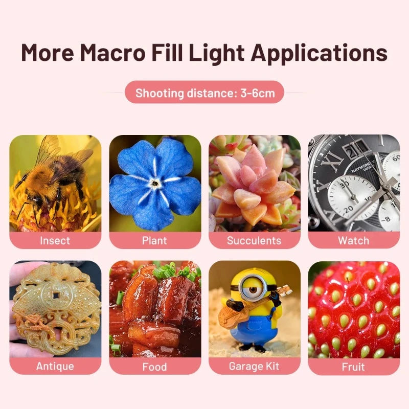 4K HD 15X Macro Lens with LED Fill Light for Smartphones